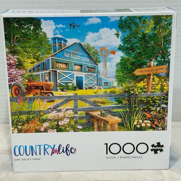 Country Life Jigsaw Puzzle “Oak Valley Farm” 1000 Pc Buffalo Never Opened - Picture 1 of 9